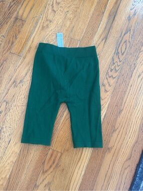 Green ribbed knit biker shorts